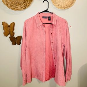 Pink suade button down